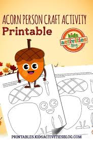 Apples, pinecones, colored leaves, and acorns all make great additions to the classroom in the fall each year. Acorn Person Printable Craft Activity For Preschool Etsy Craft Activities Acorn Crafts Preschool Printable Crafts