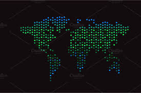 World Map Halftone Neon Color Green Neon Color World Map Halftone