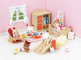 Sylvanian Families Baby Room Set Periwinkle Rabbit Chocolate Rabbits Walnut Squirrel And Keats Cream Cat Sylvanian Families Babyzimmer Mobel Kinderzimmer