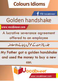 Golden Handshake Idiom With Hindi And Urdu Meanings And Sentence Download Pdf Idioms English Vocabulary Color Idioms