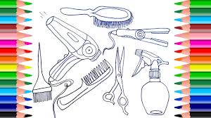 They will provide hours of coloring fun for kids. How To Draw Accessories For Hair Coloring Pages Set Barber Comb Hairdryer Brush Scissors Youtube