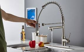 Home depot kitchen sinks and faucets. Amazon Com Kitchen Faucet With Pull Down Sprayer Yundoom Kitchen Sink Faucets With Two Handles High Arc Brushed Nickel Pull Out Copper Single Level Solid Brass Kitchen Faucets For Sinks Everything