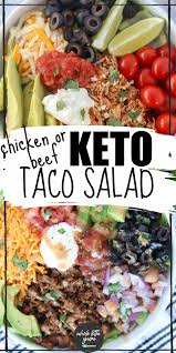 Easy Beef Or Chicken Taco Salad Keto Low Carb Gf Recipe In 2020 Beef Salad Recipe Keto Taco Keto Taco Salad