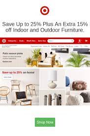 Save Up To 25 Plus An Extra 15 Off Indoor And Outdoor Furniture Target Coupons Codes Target Coupons Target Sales