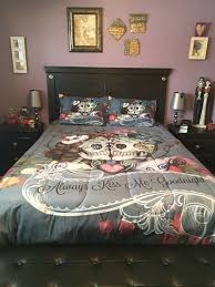 Sugar Skull Couple Bedding Choose Comforter Duvet Cover Etsy Skull Bedroom Designer Bed Sheets Bedding Sets