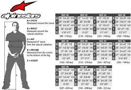 Alpinestar Sizing Chart Motorcycle Parts For Quad Road