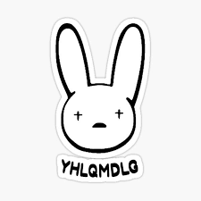 Daddy yankee, yaviah, ñengo flow, sech, mora, jowell y randy, anuel aa, myke towers bad bunny estrena su segundo album de estudio titulado yhlqmdlg una abreviación para yo hago lo que me da la gana un album menos. Bad Bunny Logo Glossy Sticker By Charlenegalla In 2021 Bunny Logo Bunny Wallpaper Bunny Tattoos