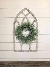 Wood Window Frame Cathedral Window Farmhouse Window Faux Etsy Wood Window Frame Faux Window Window Frame Decor