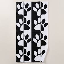 Black And White Striped Beach Towels Black And White Dog Paws And Stripes Beach Towel Zazzle Com Black And White Dog White Dogs Striped Beach Towel