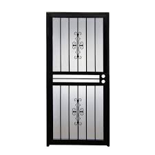 gatehouse resolute 36 in x 80 in black steel recessed mount security door lowes com in 2021 security door steel security doors black steel