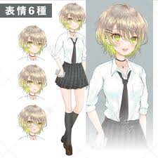立ち絵】ショートカットで制服の女の子【表情6種】Adopt | スキマ - イラスト依頼・キャラ販売ならSKIMA