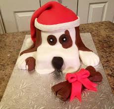 Puppy Dog Cake W Santa Hat Christmas Cake Christmas Puppy Puppy Dog Cakes