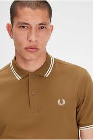Fred Perry stone gray polo shirt with piping