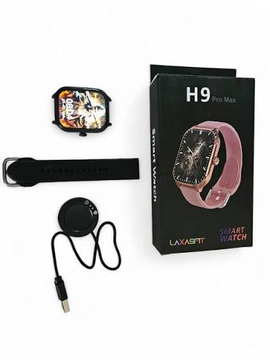 H9 Pro Max Smart Watch, Pink and Black Straps, with USB Charging Cable : Amazon.in: Electronics