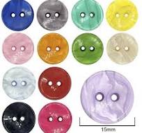 Botão para camiseta 2 furos - 15mm - Pacote com 100 unidades - RO.50123/15