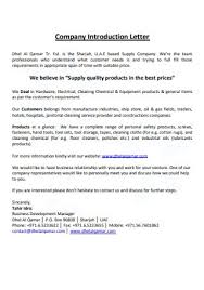 Sample letter for quotation submission. 27 Sample Company Introduction Letters In Pdf Ms Word