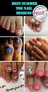 Nail art and manicure concept with metallic red lacquer or nail polish artfully spilled beneath three pink and black manicure on female hands with flowers on grey background. Best Summer Toe Nail Designs Diy Sweetheart
