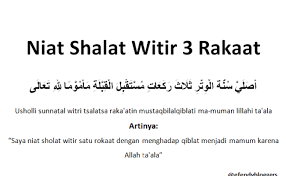 Ada satu ibadah sholat sunnah yang dikerjakan setelah sholat tarawih di bulan ramadhan, yakni sholat witir. Niat Sholat Witir 3 Rakaat 2 Salam Iqra Id