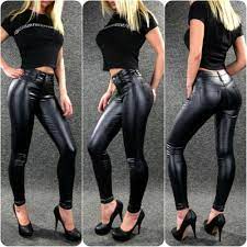 Glitzer Lederhose Leder Jeans XS S L XL ZAZOU Damen Skinny Kunstleder Hose  9523 | eBay