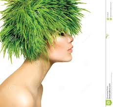 Woman with Green Grass Hair - woman-green-grass-hair-beauty-spring-fresh-30489329