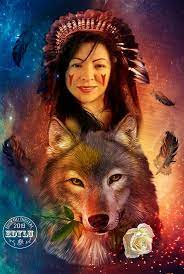 Pin By India On Edylu La Mujer Y Artista Wolves And Women Native Artwork Warrior Woman