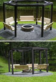 Fire Pit Swing Set What S Better Than Sitting Around A Campfire Drinking Beer How About Swinging Around A Campfire Fireplace Garden Backyard Decor Backyard