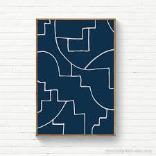 Minimalist Navy Blue Print Navy Wall Art Decor Line Art Print Instant Download Printable Line Art Navy Blue Print Wall Art Decor Blue Print