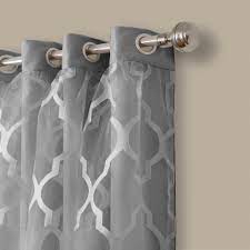 Elrene Bethany Sheer Overlay Blackout Window Curtain 23033gry The Home Depot Curtains Grommet Curtains Panel Curtains
