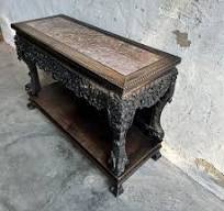 Console Antique Sculpté à la Main de la Dynastie Qing, Chine, 1860