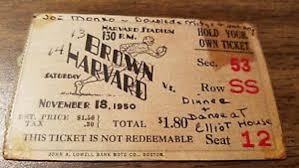Details About 1950 Brown Vs Harvard College Football Ticket Stub Harvard Stadium Nov 18th