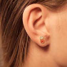 Tous les produits sont envoyés sous enveloppe à bulles et en lettre suivie. Boucle D Oreille Ananas Or Jaune Laque Bijoux Enfant