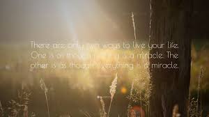 There Are Only Two Ways To Live Your Life One Is As Though Nothing Is A Miracle Meaning Life Quotes There Are Only Two Ways To Live Your Life One Is As Though Nothing Is A Miracle The Other Is As Though Everything Is Inspiring Quotes About Life