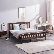 Queen iseline finished wood platform lissette bed frame walnut solid mid century forest gate distressed zinus julia 10 in size modern low profile suzanne metal and heavy brock brown. Twin Full Queen Wood Bed Frame Wooden Slat Support Platform W Headboard Walnut Ebay