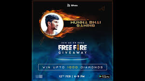 Garena free fire has more than 450 million registered users which makes it one of the most popular mobile battle royale games. 1000 Diamond Giveaway On Rheo Tv Free Fire Live Free Fire Live Telugu Hindi Youtube