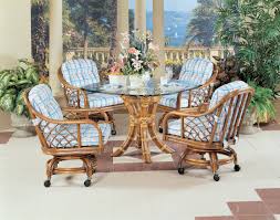 Workspace style dining room chairs with caster try creating new look for your dining room by installing workspace style dining room chairs. Santa Cruz 6 Piece Caster 42 Inch Sq Round Dining Set From Classic Rattan Model 2900 Set American Rattan