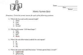 Metric System Quiz For Middle School By Yeh For Science Tpt