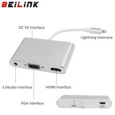 For Lighting To Hdmi For Lighting To Vga With 3 5mm Audio Adapter Silver Aluminium Alloy For Iphone5s 6 6s 7 Ipad Hdmi Vga Converter Hdmi Vgahdmi Vga Audio Aliexpress