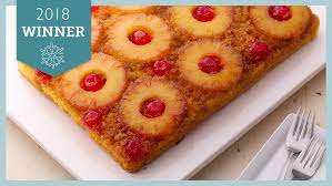 Crushed pineapple, yellow cake mix, cool whip, sprinkles. Easy Pineapple Upside Down Cake Recipe Bettycrocker Com