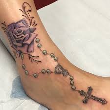 Wonderful 3d roses with rosary tattoo on arm sleeve Pin On My Style Pinboard