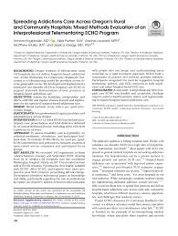 PDF) Spreading Addictions Care Across Oregon's Rural and Community  Hospitals: Mixed-Methods Evaluation of an Interprofessional Telementoring  ECHO Program