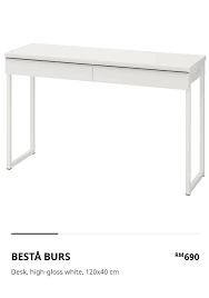 The high gloss surfaces reflect light and give a vibrant look. Ikea Desk Table Besta Burs Home Furniture Furniture On Carousell
