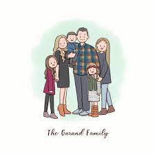 Excited To Share This Item From My Etsy Shop Custom Family Portrait Digital Portrait Custom Illustrati Family Drawing Family Cartoon Custom Family Portrait