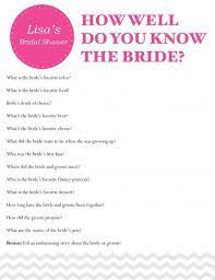 Challenge them to a trivia party! Bridal Shower Winsome Bridal Shower Trivia Questions About Bride And Groom Bridal Shower Unique Bridal Shower Bride