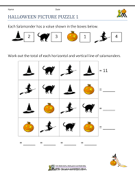 Maths puzzles for children in 1st, 2nd, 3rd, 4th, 5th, 6th and 7th grades. Free Halloween Math Worksheets Puzzles Challenges