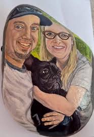 Doozer's Portrait" ❤️ Hello, here is my hubby's newest painting. He used  acrylics, and brushes of various sizes. The rock used, was found
