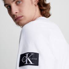 CALVIN KLEIN Monogram Sleeve Badge Cotton T-Shirt
