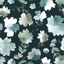 Green, floral & botanical area rugs : Watercolor Floral Print In Dark Green Blue And Grey Seamless Hand Painted Print Stock Photo Picture And Royalty Free Image Image 122852338