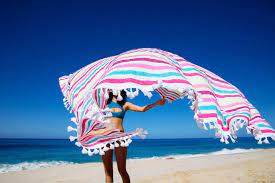 Recycled cotton, acrylic and polyester fibers care instructions: Las Bayadas Beach Blanket Photo Credit Las Bayadas Boca Magazine