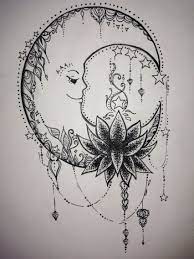Marceline S Leg Tattoo Mandala Crescent Moon With Lotus Leg Tattoos Tattoos Tattoo Leg