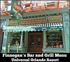 Finnegan S Bar And Grill Menu Universal Studios Florida Grilling Menu Universal Studios Universal Orlando Resort